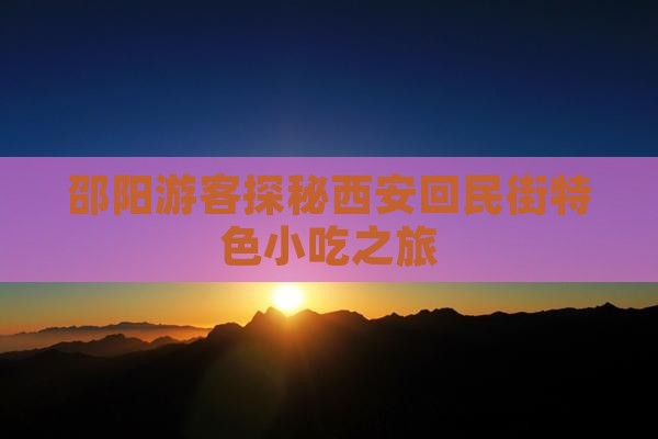 邵阳游客探秘西安回民街特色小吃之旅