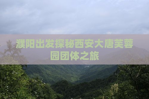 濮阳出发探秘西安大唐芙蓉园团体之旅