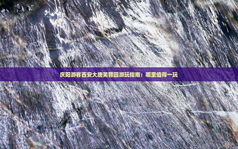 庆阳游客西安大唐芙蓉园游玩指南：哪里值得一玩