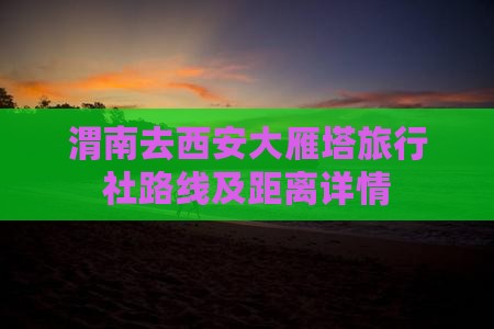 渭南去西安大雁塔旅行社路线及距离详情
