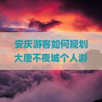 安庆游客如何规划大唐不夜城个人游？探索热门夜生活新体验，解决独行痛点！