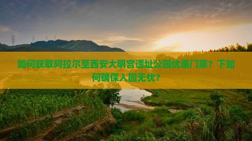 如何获取阿拉尔至西安大明宫遗址公园优惠门票？下如何确保入园无忧？