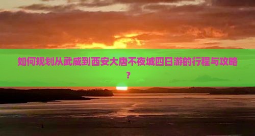 如何规划从武威到西安大唐不夜城四日游的行程与攻略？