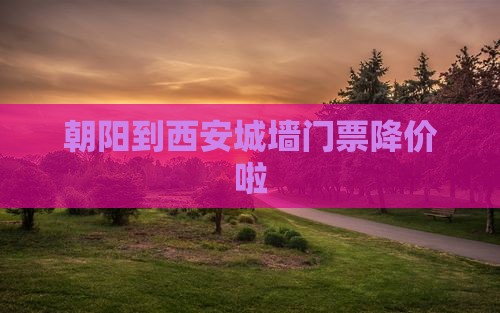 朝阳到西安城墙门票降价啦