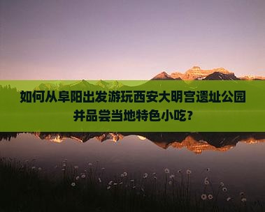 如何从阜阳出发游玩西安大明宫遗址公园并品尝当地特色小吃？