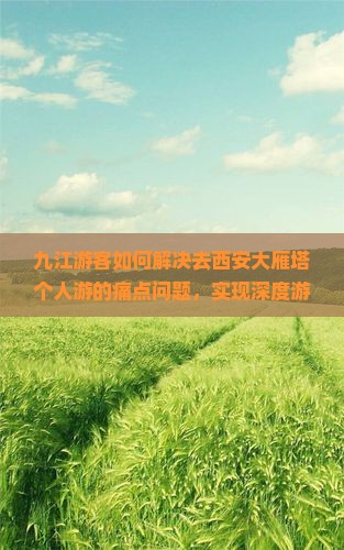 九江游客如何解决去西安大雁塔个人游的痛点问题，实现深度游玩体验？