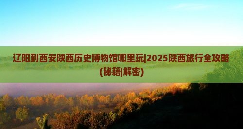 辽阳到西安陕西历史博物馆哪里玩