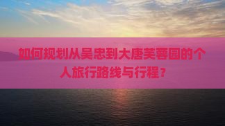 如何规划从吴忠到大唐芙蓉园的个人旅行路线与行程？