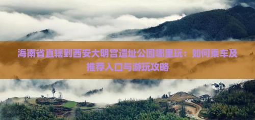 海南省直辖到西安大明宫遗址公园哪里玩：如何乘车及推荐入口与游玩攻略