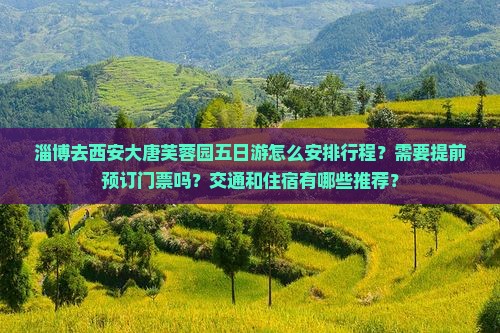 淄博去西安大唐芙蓉园五日游怎么安排行程？需要提前预订门票吗？交通和住宿有哪些推荐？