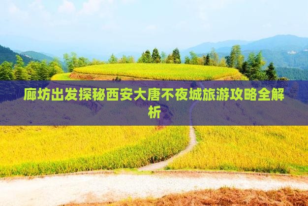 廊坊出发探秘西安大唐不夜城旅游攻略全解析