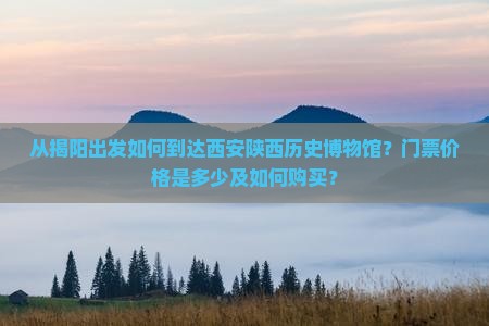 从揭阳出发如何到达西安陕西历史博物馆？门票价格是多少及如何购买？