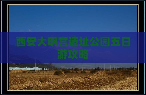 商丘到西安大明宫国家遗址公园五日游