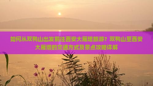 如何从双鸭山出发前往西安大雁塔旅游？双鸭山至西安大雁塔的交通方式及景点攻略详解