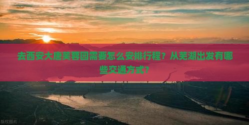 去西安大唐芙蓉园需要怎么安排行程？从芜湖出发有哪些交通方式？