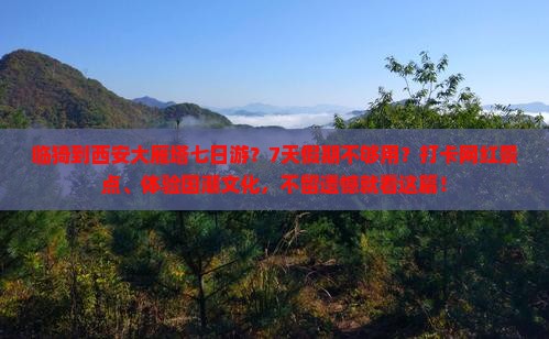 临猗到西安大雁塔七日游？7天假期不够用？打卡网红景点、体验国潮文化，不留遗憾就看这篇！