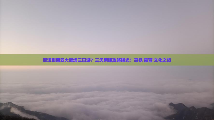 菏泽到西安大雁塔三日游？三天两晚攻略曝光！高铁+露营+文化之旅