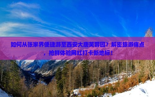 如何从张家界便捷游至西安大唐芙蓉园？解密旅游痛点，抢鲜体验网红打卡新地标！