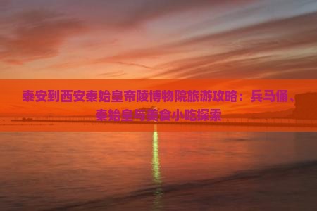 泰安到西安秦始皇帝陵博物院旅游攻略：兵马俑、秦始皇与美食小吃探索