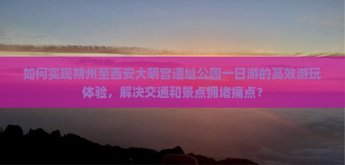 如何实现朔州至西安大明宫遗址公园一日游的高效游玩体验，解决交通和景点拥堵痛点？