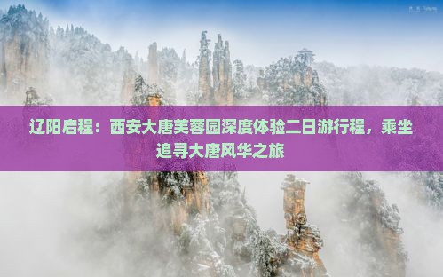 辽阳启程：西安大唐芙蓉园深度体验二日游行程，乘坐追寻大唐风华之旅