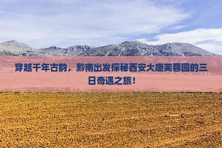 穿越千年古韵，黔南出发探秘西安大唐芙蓉园的三日奇遇之旅！
