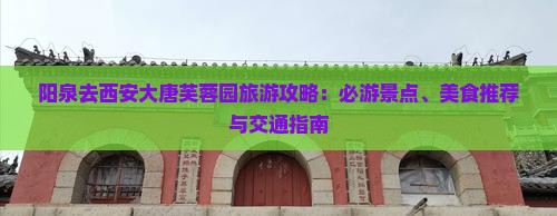 阳泉去西安大唐芙蓉园旅游攻略：必游景点、美食推荐与交通指南