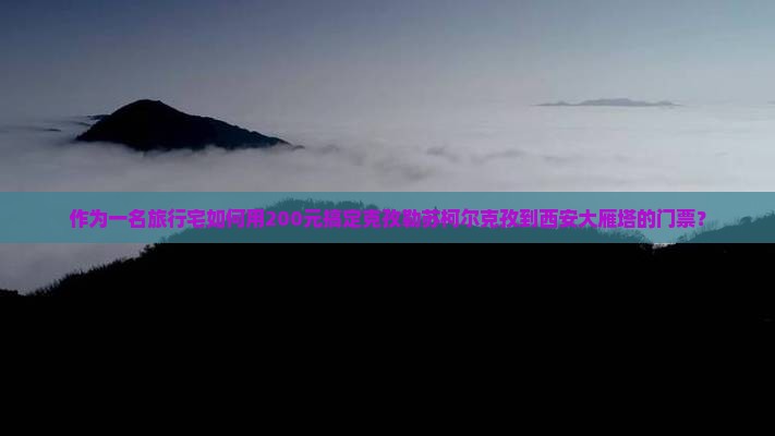 作为一名旅行宅如何用200元搞定克孜勒苏柯尔克孜到西安大雁塔的门票？