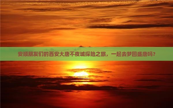 安顺朋友们的西安大唐不夜城探险之旅，一起去梦回盛唐吗？