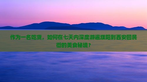 作为一名吃货,如何在七天内深度游遍濮阳到西安回民街的美食秘境? 作为一名吃货,如何在七天内深度游遍濮阳到西安回民街的美食秘境?