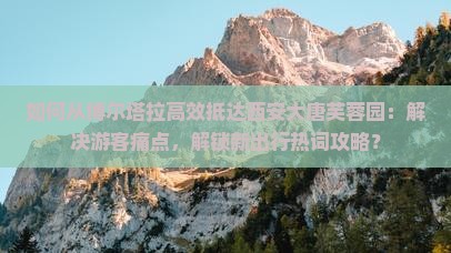 如何从博尔塔拉高效抵达西安大唐芙蓉园：解决游客痛点，解锁新出行热词攻略？