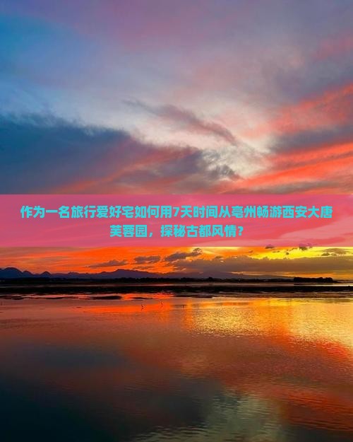 作为一名旅行爱好宅如何用7天时间从亳州畅游西安大唐芙蓉园，探秘古都风情？