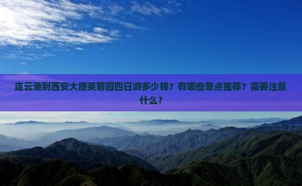 连云港到西安大唐芙蓉园四日游