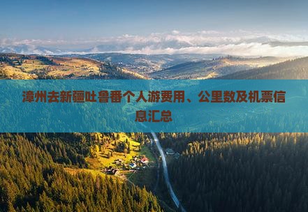漳州去新疆吐鲁番个人游费用、公里数及机票信息汇总