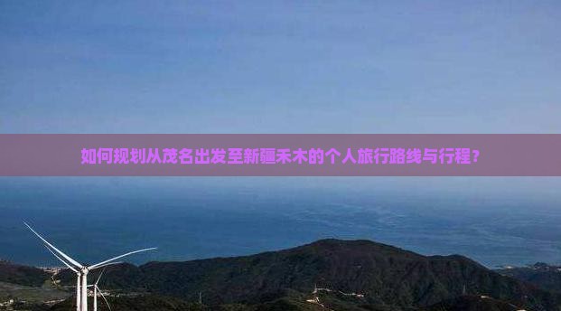 如何规划从茂名出发至新疆禾木的个人旅行路线与行程？