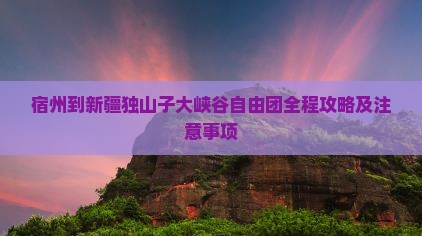宿州到新疆独山子大峡谷自由团