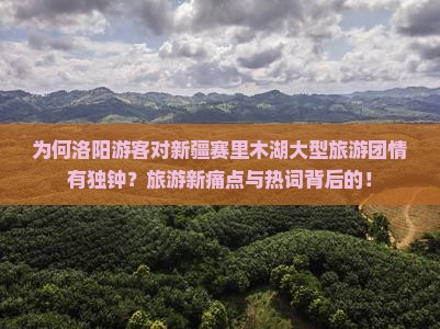 为何洛阳游客对新疆赛里木湖大型旅游团情有独钟？旅游新痛点与热词背后的！