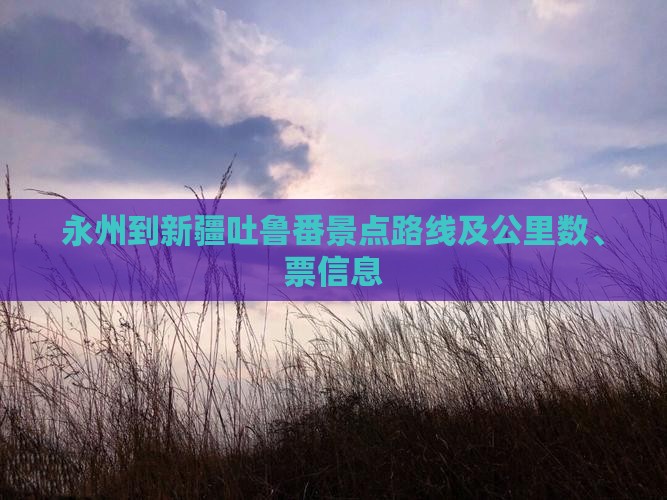 永州到新疆吐鲁番景点路线及公里数、票信息