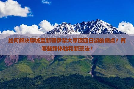 如何解决聊城至新疆伊犁大草原四日游的痛点？有哪些新体验和新玩法？