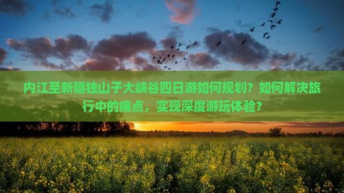 内江至新疆独山子大峡谷四日游如何规划？如何解决旅行中的痛点，实现深度游玩体验？
