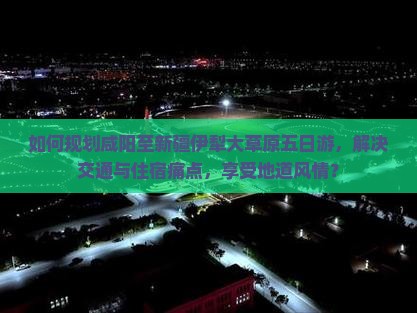如何规划咸阳至新疆伊犁大草原五日游，解决交通与住宿痛点，享受地道风情？