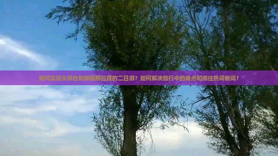 如何实现从邢台到新疆那拉提的二日游？如何解决旅行中的痛点和抓住热词新词？