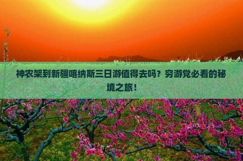 神农架到新疆喀纳斯三日游