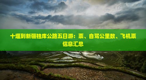 十堰到新疆独库公路五日游：票、自驾公里数、飞机票信息汇总