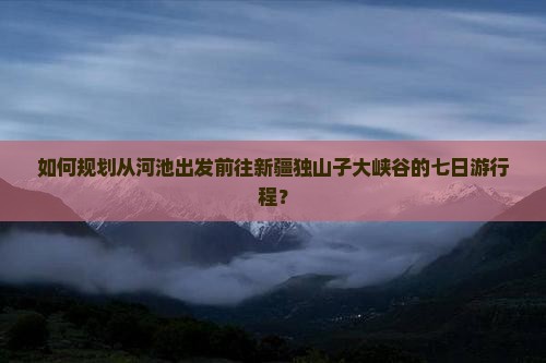 如何规划从河池出发前往新疆独山子大峡谷的七日游行程？
