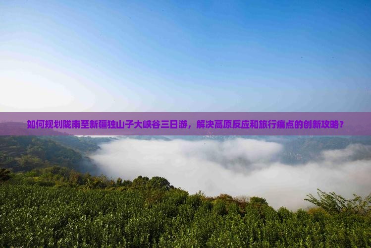 如何规划陇南至新疆独山子大峡谷三日游，解决高原反应和旅行痛点的创新攻略？