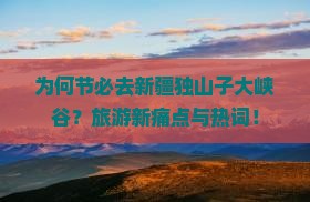为何节必去新疆独山子大峡谷？旅游新痛点与热词！