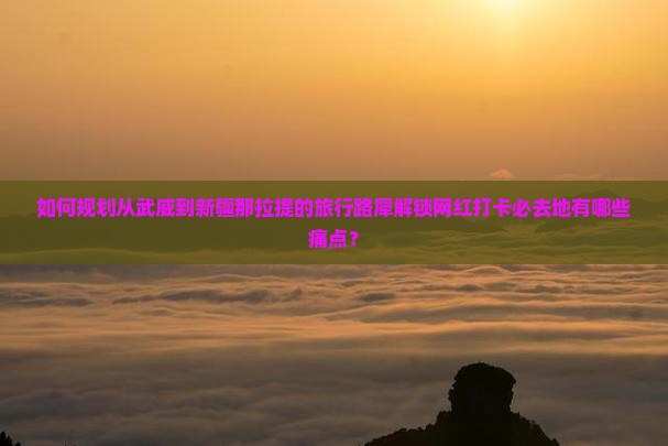 如何规划从武威到新疆那拉提的旅行路犀解锁网红打卡必去地有哪些痛点？