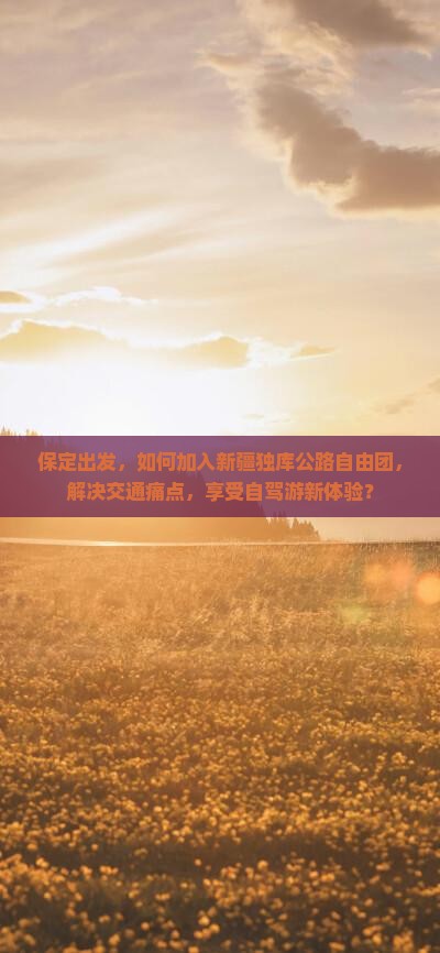 保定出发，如何加入新疆独库公路自由团，解决交通痛点，享受自驾游新体验？