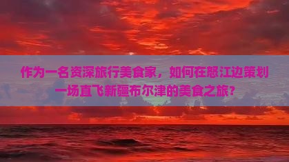 作为一名资深旅行美食家，如何在怒江边策划一场直飞新疆布尔津的美食之旅？